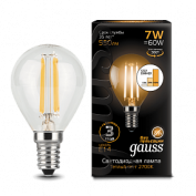 Лампа Gauss LED Filament Шар E14 7W 580lm 4100K step dimmable 1/10/50
