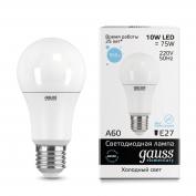 Лампа Gauss Elementary LED A60 10W E27 6500K 1/10/50