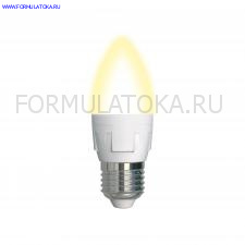 Лампа светодиодная LED-C37 7W/WW/E27/FR «свеча», матовая. Серия ЯРКАЯ. Теплый белый свет