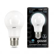 Лампа Gauss LED A60 10W E27 4100K 1/10/50