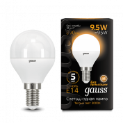 Лампа Gauss LED Globe E14 9.5W 3000K 1/10/50