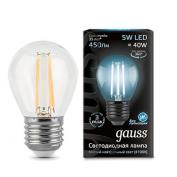 Лампа Gauss LED Filament Шар E27 5W 4100K 1/10/50