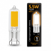 Лампа Gauss LED G9 AC220-240V 5.5W 500lm 4100K Glass 1/10/200