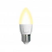 Лампа светодиодная LED-C37 7W/WW/E27/FR «свеча», матовая. Серия ЯРКАЯ. Теплый белый свет