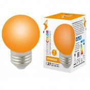 Лампа светодиодная LED-G45-1W/ORANGE/E27/FR/С декоративная светодиодная 