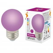 Лампа светодиодная LED-G45-1W/PURPLE/E27/FR/С декоративная светодиодная 